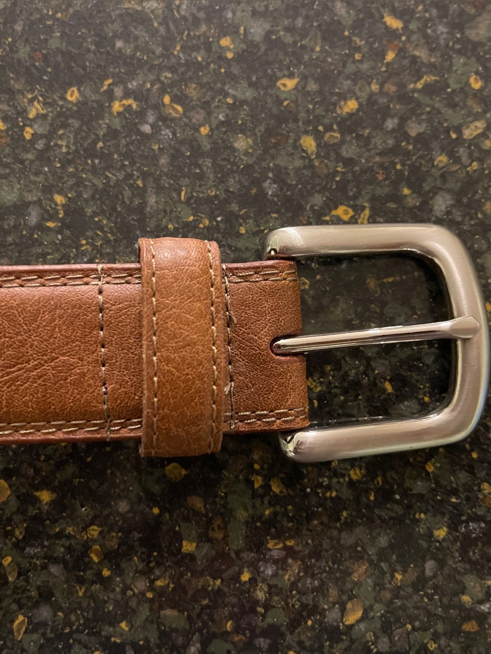 Brown Leather Belt with Silver Buckle